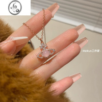 JiMi西太后土星闪钻仿水晶项链星球薇薇安锁骨链轻奢高级感送女友礼物 粉色仿水晶闪钻项链