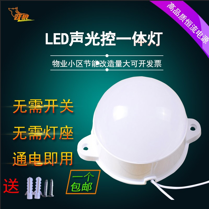 LED声光控灯座灯头开关人体感应吸顶灯厕所感应灯家用声控灯 楼道 红外人体感应吸顶灯 9W 白