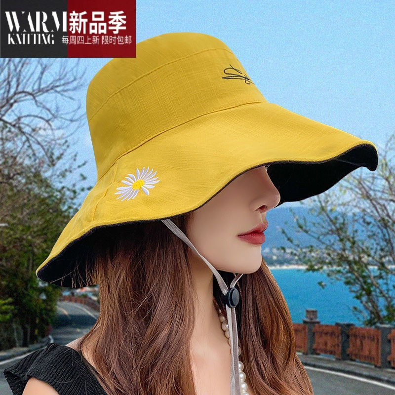 shanchao渔夫帽双面帽子女款夏季春韩版百搭潮遮阳脸大檐太阳可折叠帽