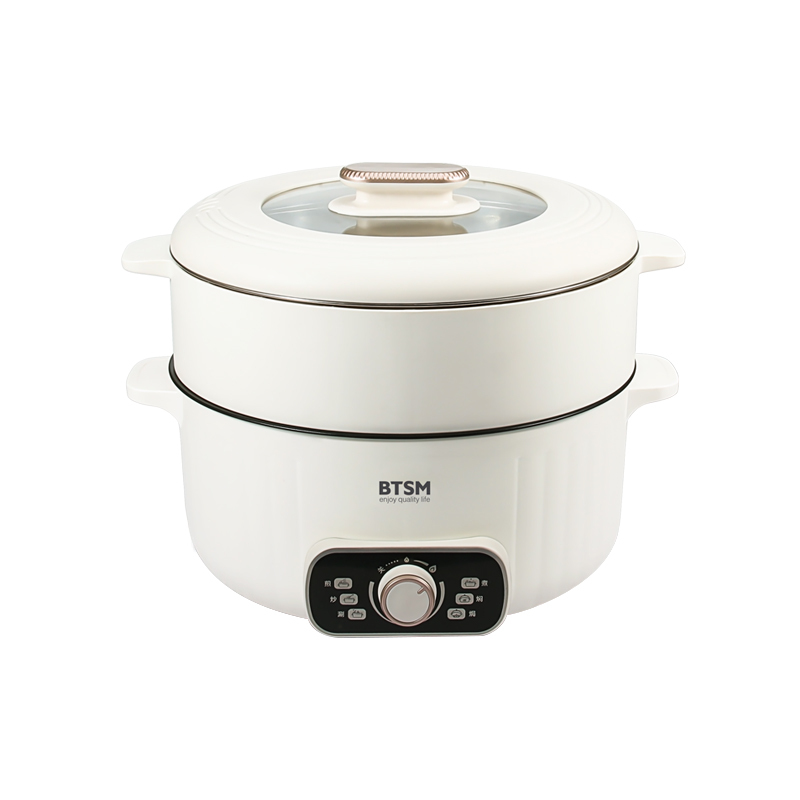 BTSM多用途电锅 百变料理锅电煮锅多功能蒸煮煎炒炸一体电热锅宿舍学生煮面锅家用电火锅电炒锅炒菜-BTZL-J1521!高清大图