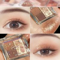 thyra昙雅三色眼影盘闪粉珠光防水亮片闪大地小众品牌小盘便携女 E01#小咖啡❤mini版OVER*