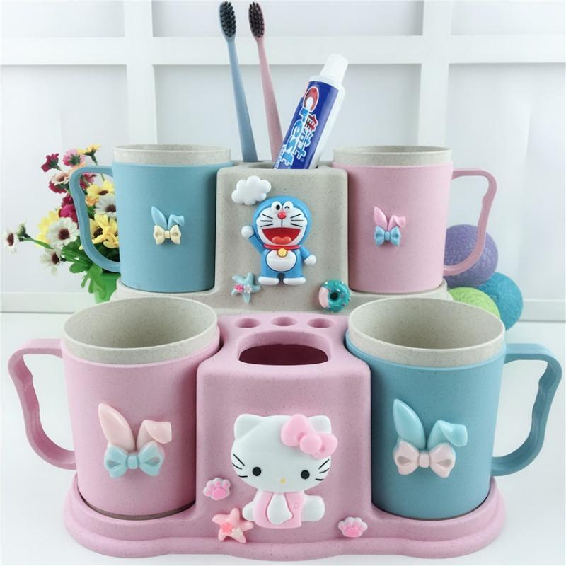 HelloKitty家用双人卡通洗漱杯漱口杯牙刷架套装情侣刷牙杯牙具