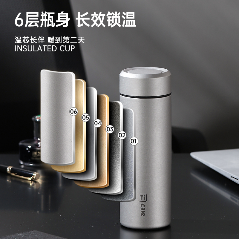 希乐纯钛保温杯男女士商务茶水分离杯泡茶杯户外便携车载水杯子礼盒装高清大图