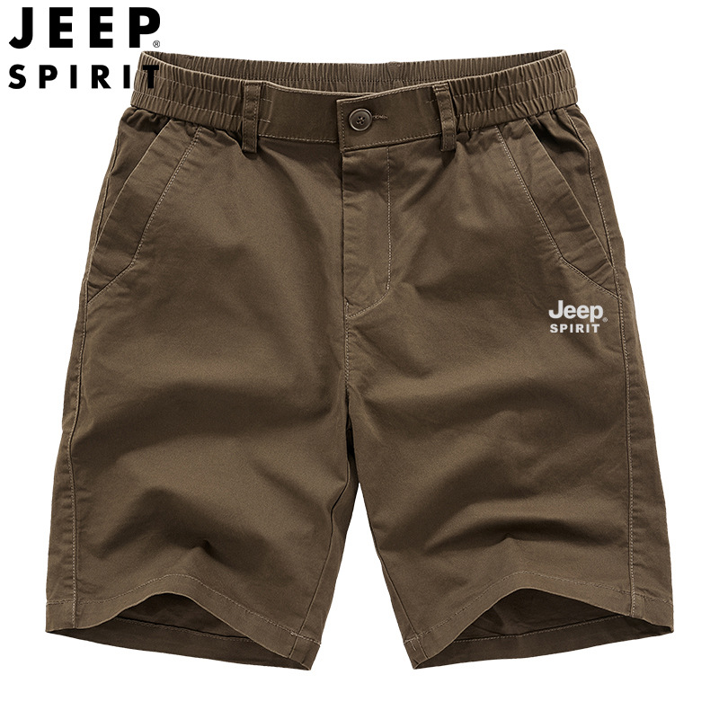 JEEP SPIRIT 短裤男士春夏季款运动裤休闲宽松中腰五分裤 TR7508 咖啡色 XL
