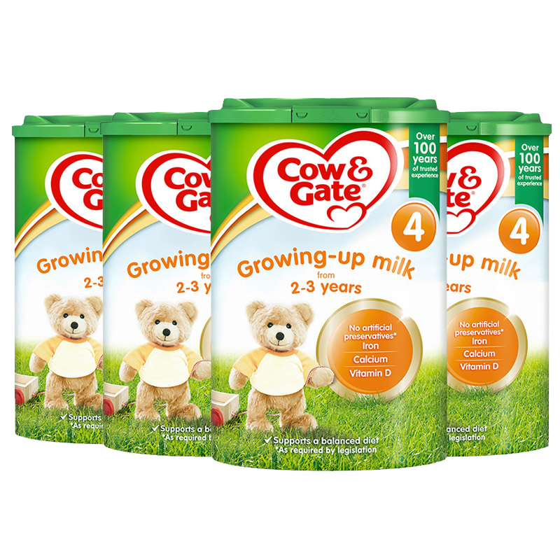 [4罐装 新效期2025年11月后]原装进口英国COW&GATE牛栏4段婴幼儿宝宝奶粉(2-3岁)800g/罐