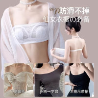 浪莎(LangSha)内衣女无肩带内衣夏季超薄透气聚拢性感抹胸无痕美背防滑胸罩 黑色 95BC