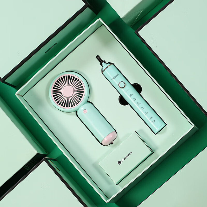 豹牌 BP-T51风行套装 绿色 手持小风扇 电动牙刷组合