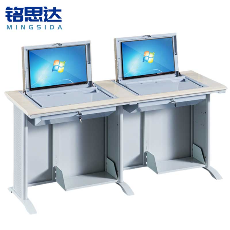 铭思达翻转电脑桌双人位张高清大图