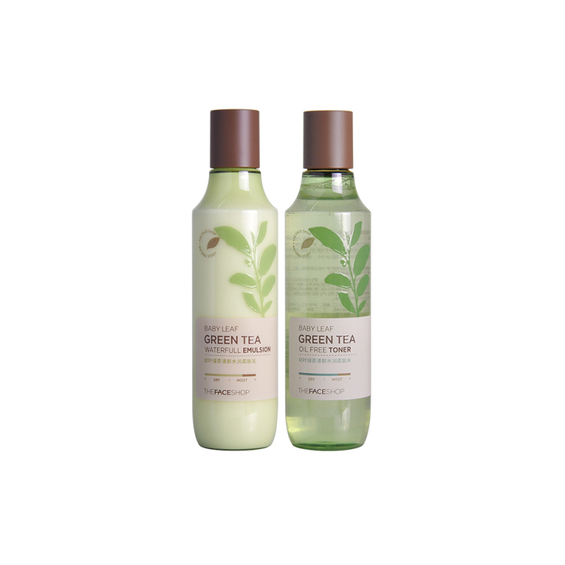菲诗小铺幼叶绿茶清新水润水乳套装 350ml(柔肤水150ml+25ml+柔肤乳150ml+25ml)