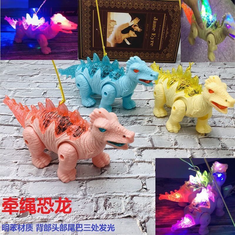 抖音同款电动牵绳恐龙发光鲨鱼小猪大象小马爬行音乐儿童小孩玩具|牵绳梅花鹿(带绳) 不带电池