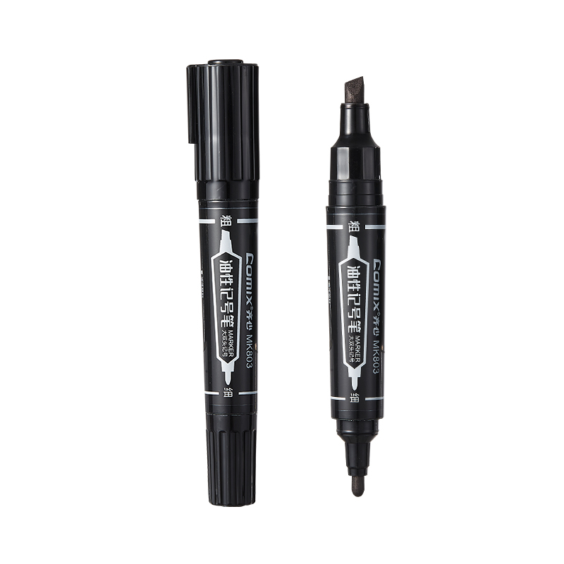 齐心 MK803 大双头记号笔 2.0mm-6.0mm 10支/盒 黑高清大图