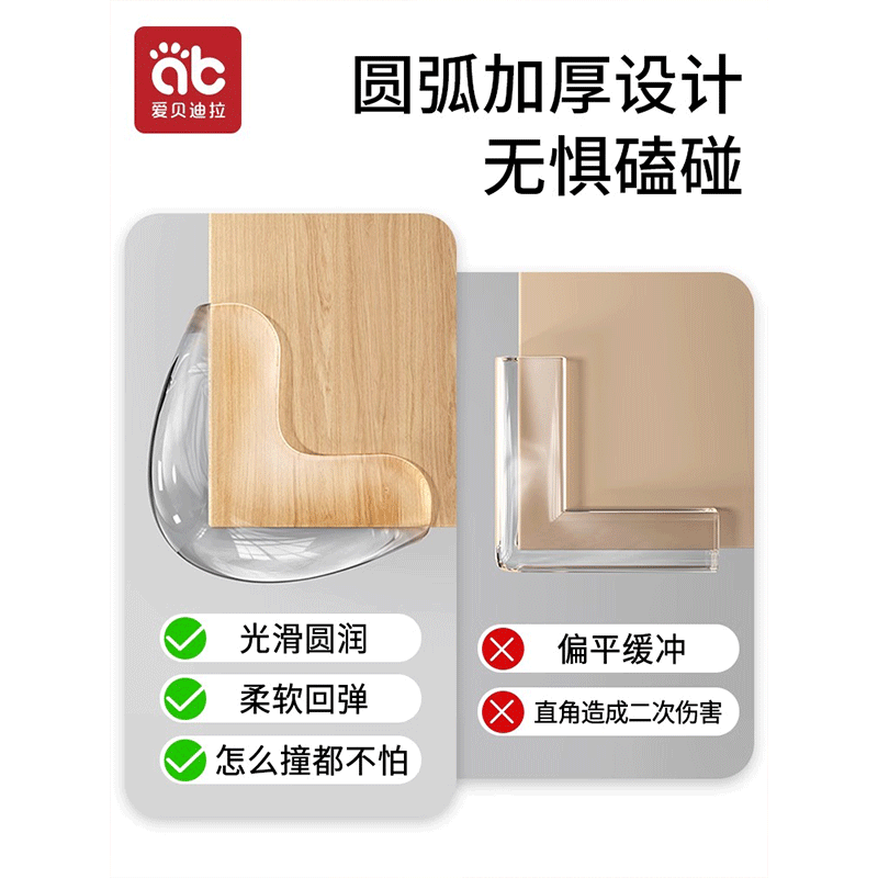 爱贝迪拉防撞护角桌角软防撞贴气囊防磕碰条保护包桌子安全油烟机窗户 加厚防撞角- L型 1个装高清大图