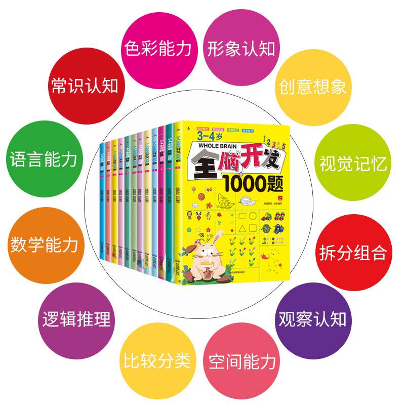 [2-3岁]全脑开发700题(3册) [正版]全脑开发700题1000题逻辑思维训练书2-3-4-5-6岁幼儿宝宝左右脑