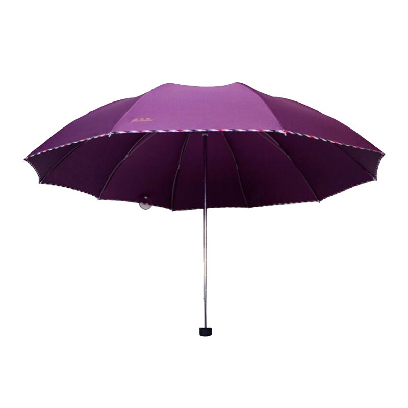 天堂伞 10骨三折雨伞深紫 3311E