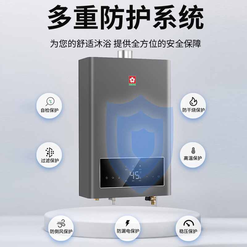 樱花(SAKURA)燃气热水器13升防冻带记忆合金 三档变升 无氧铜水箱JSQ25-PSY505(A)(天然气)