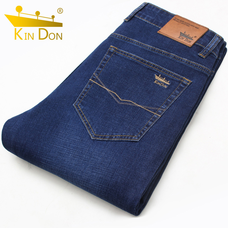 金盾(KIN DON)2021年秋冬新款中青年男士牛仔裤男直筒弹力中腰宽松牛仔裤 男大码男装时尚潮款长裤子