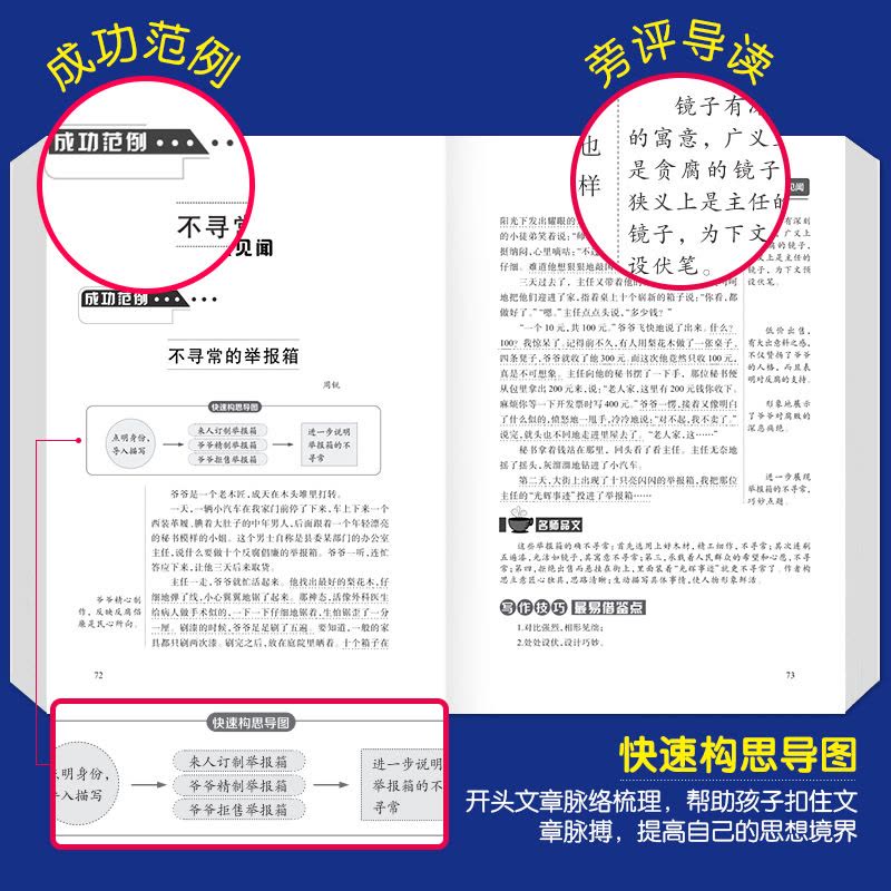 [正版]全套4册中考满分作文加厚中学生作文书精选议论文作文素材九年级作文大全初中版全国省市五5年初三语文人教版作文选图片