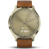 佳明 GARMIN 迪丽热巴同款 vivomove hr 心率运动50防水健康智能通知指针隐藏式触摸屏智能手表 经典版M号 流光金