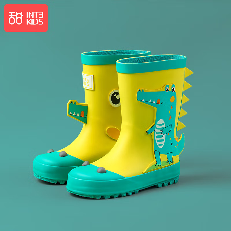 甜甜仔学院风橡胶雨鞋儿童雨鞋男童女童防滑水鞋宝宝雨靴女款学生雨靴男孩胶鞋 小鳄鱼-COCO 25码/内长16.7cm