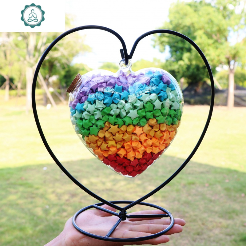 复古折星星纸瓶子星空瓶封后心形支架爱心瓶折纸e55h35许愿瓶幸运星瓶