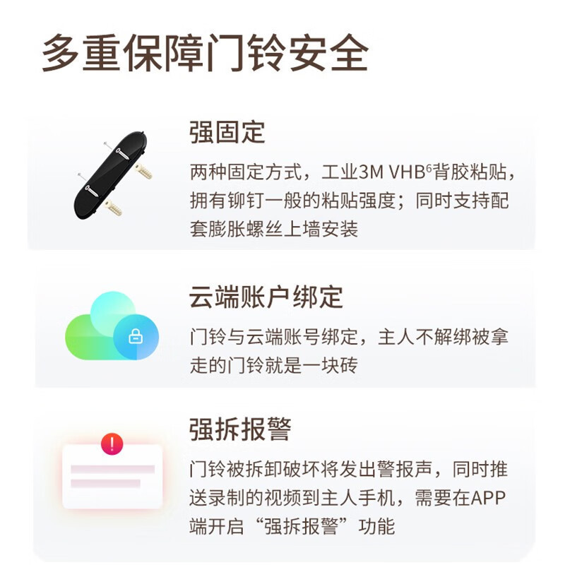 360可视门铃6Pro 500万像素家用监控智能门铃电子猫眼摄像头无线wifi 手机远程查看鱼眼门铃+256G(送读卡器
