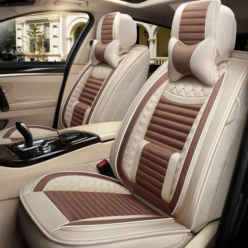 致驾网红全包围汽车坐垫四季通用亚麻布艺小车专用座椅套全包四季座套