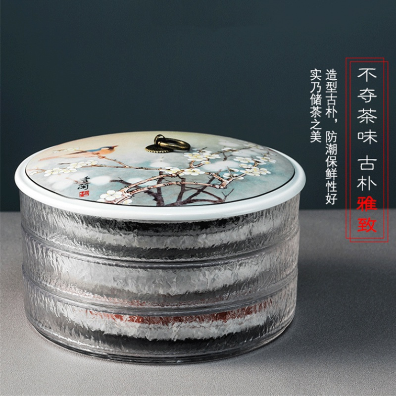 美帮汇多层玻璃茶饼收纳盒普洱茶盒茶饼架黑白茶收纳柜茶叶罐茶饼盒茶具高清大图