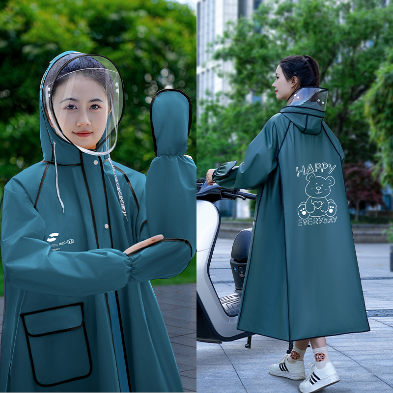 正雨女士雨衣可爱小熊印花加厚全身防暴雨成人雨衣男女9063高清大图