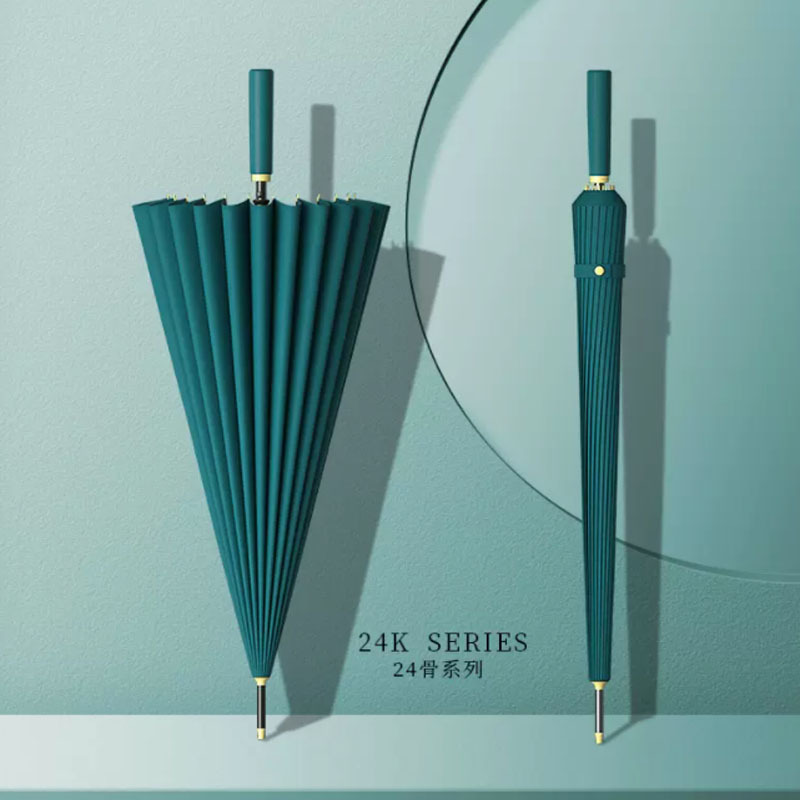 嘉创优品 长柄直杆伞 家用大号加固结实抗风暴雨专用伞24骨手动 孔雀蓝