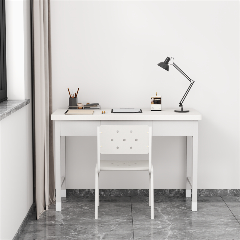 富路达钢制学习桌写字桌学员电脑桌内务办公桌宿舍干部三抽桌+椅子高清大图