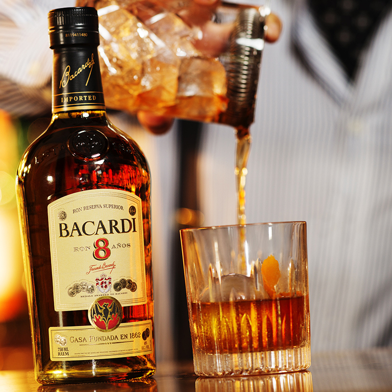 百加得bacardi洋酒朗姆酒8年朗姆酒1l