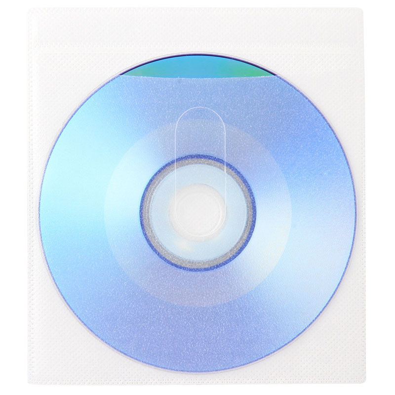 得力 3726 加厚磨砂双面 CD光盘袋子 VCD光碟透明包装袋 DVD保护套 白色 100片/包 一包