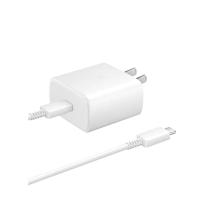 三星原装45W充电器S20U/Note10+/Z Filp 5G快充Type-c套装双usb-c数据线充电器快充 白色