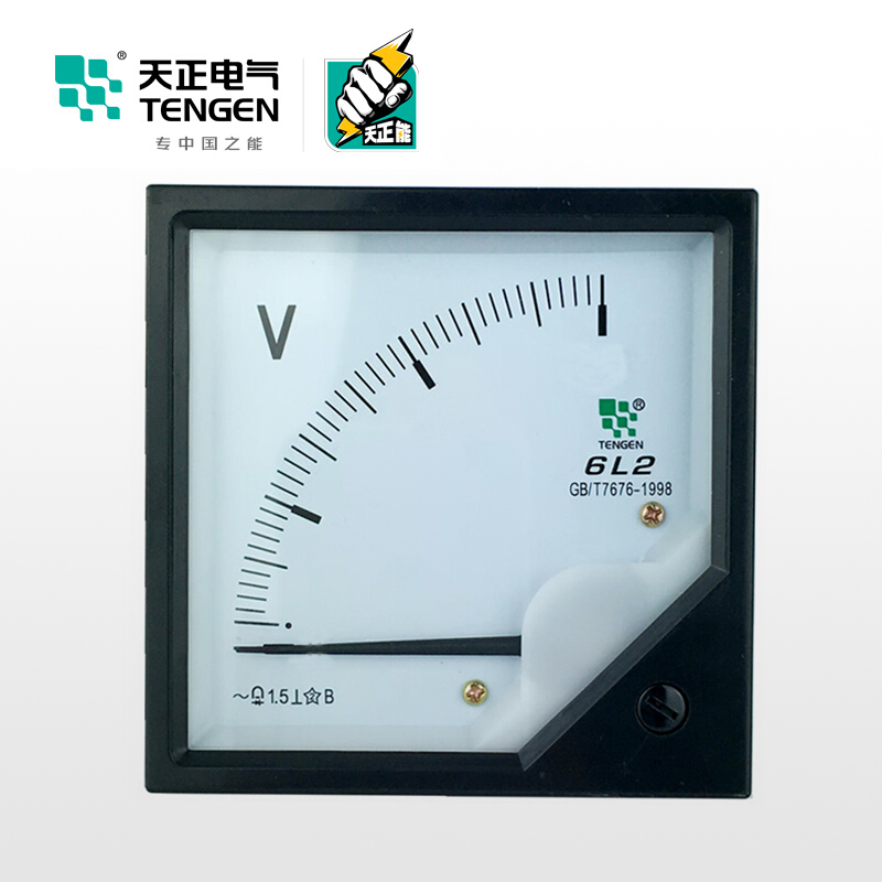 天正电气(TENGEN)6L2-V 500V 机械表 1.5级 嵌入式 09021530155 电测仪表