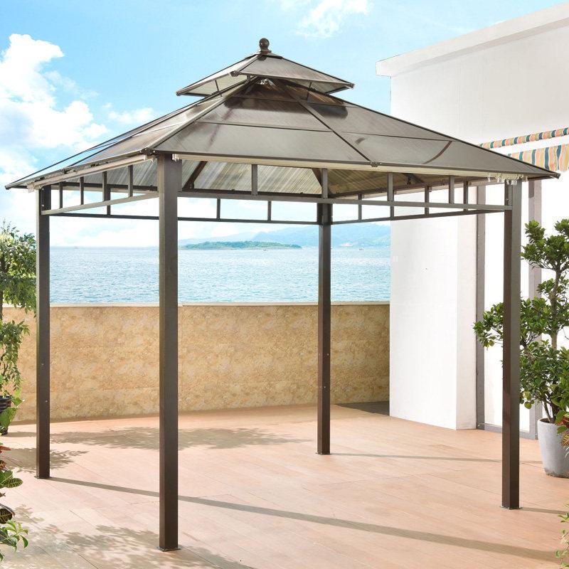 森美人户外凉亭庭院葡萄架别墅铝合金亭子花园简易休闲亭室外帐篷遮阳棚 【双顶PC阳光板】-3*3米