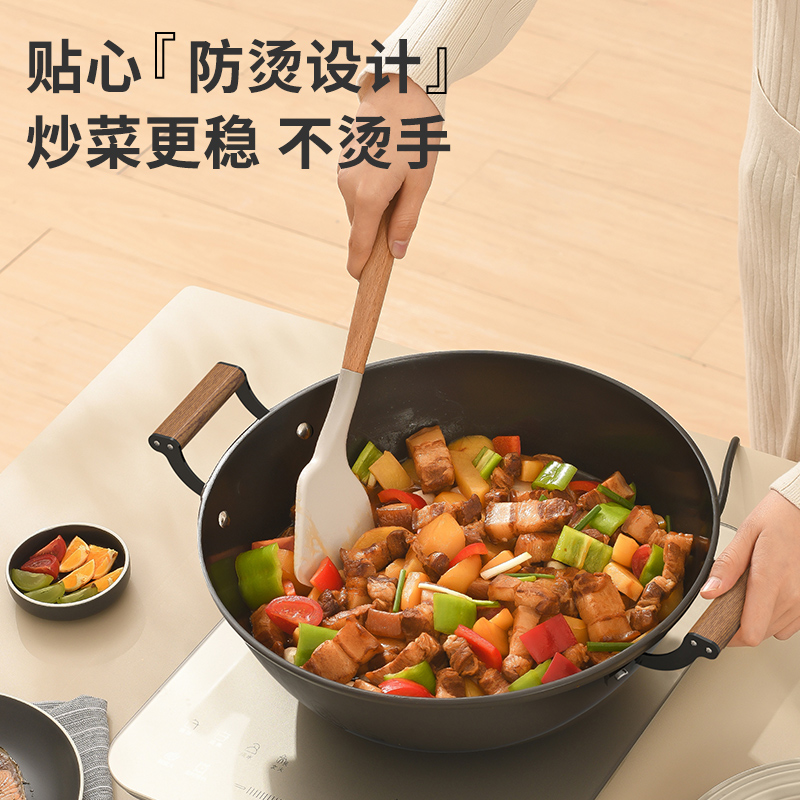 利仁JZDG-3228铁锅家用炖锅双耳精铸老式加深炒锅无涂层深炖高清大图