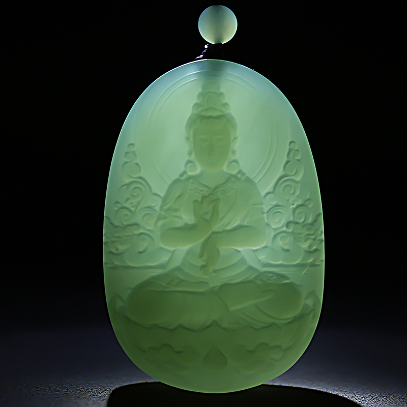 印象眸 [玉雕大师仵孟超工作室作品]印象眸 和田玉吊坠玉观音牌子男款