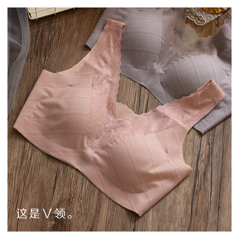 YUNWUXIN古妃203柔软乳胶棉舒适睡眠文胸双面穿蕾丝边抹胸无钢圈内衣抹胸