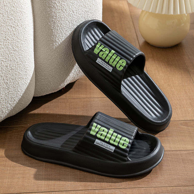 拖鞋男女居家室内外穿浴室防水加厚软底情侣凉拖鞋 【DX-309】女托-黑色 40-41码