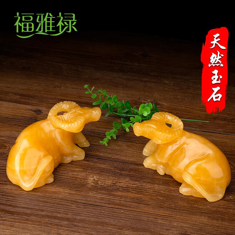美帮汇玉石牛摆件玉卧牛生肖水牛家居办公室装饰品高清大图