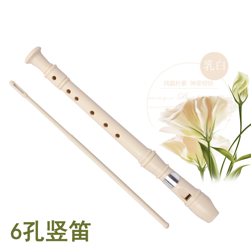 6孔竖笛(白色) 天鹅竖笛初学儿童学生竖笛可拆卸德式八孔六孔高音6孔8孔可可开票