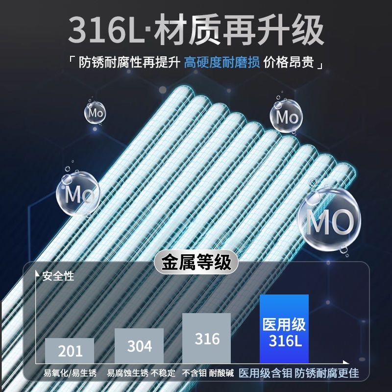 金达日美316L不锈钢筷子高档新款防滑防霉家用食品级7163
