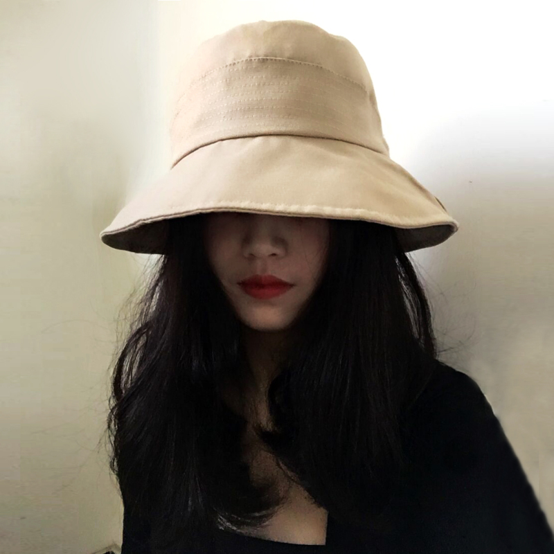 盛世尼曼网红渔夫帽女春夏韩版百搭防晒遮阳帽子日系黑色太阳帽夏季盆