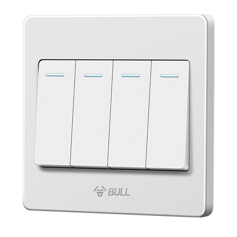 公牛bull开关插座g18系列四开双控开关大面板带荧光86型面板g18k412