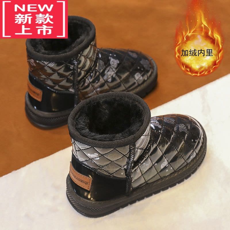 可莉允女童雪地靴女款冬季加绒加厚儿童靴子中大童防滑防水女孩东北棉鞋图片
