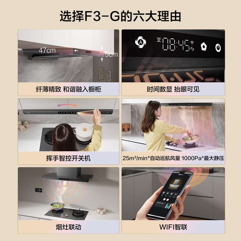 方太F3+02-TE21 抽吸油烟机家用25风量纤薄欧式+升级70%热效率定时灶具烟灶套装高清大图