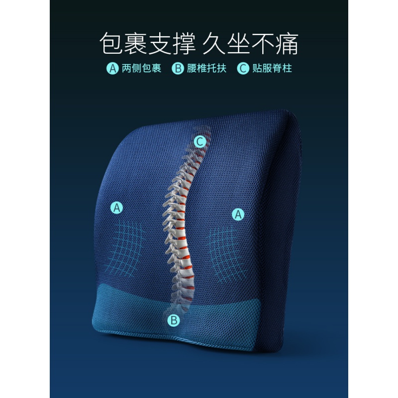 美帮汇腰枕办公室腰靠汽车腰垫护腰靠垫靠枕抱枕记忆棉椅子靠背垫高清大图