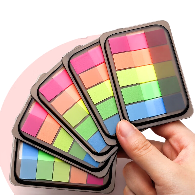 金值500张5色荧光膜便利贴便签索引标签贴纸透明防水彩色记事贴条指示标签书签贴N次贴 44*12mm