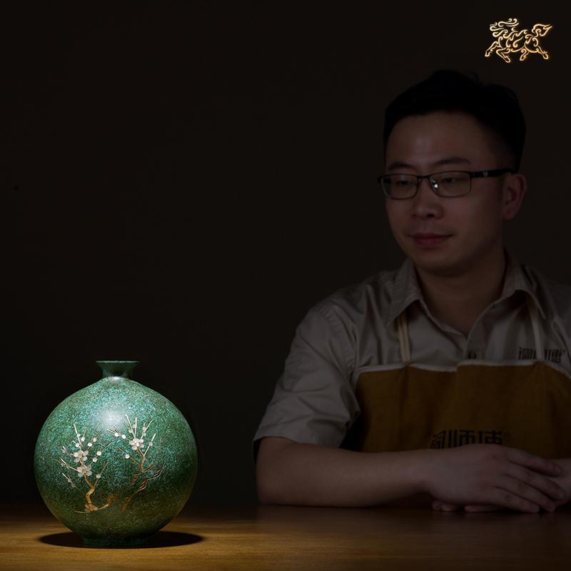 美帮汇全铜摆件《高冈铜器之梅》铜工艺品 家居饰品 花瓶高清大图