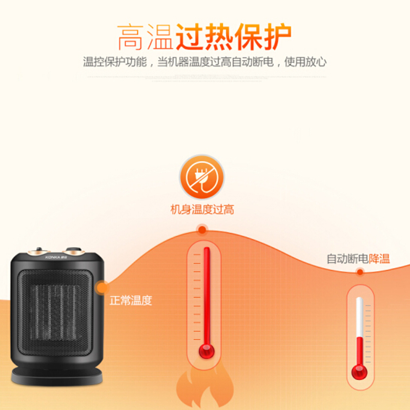 康佳(KONKA)取暖器 台式暖风机 倾倒断电 速热 KH-NFJ28